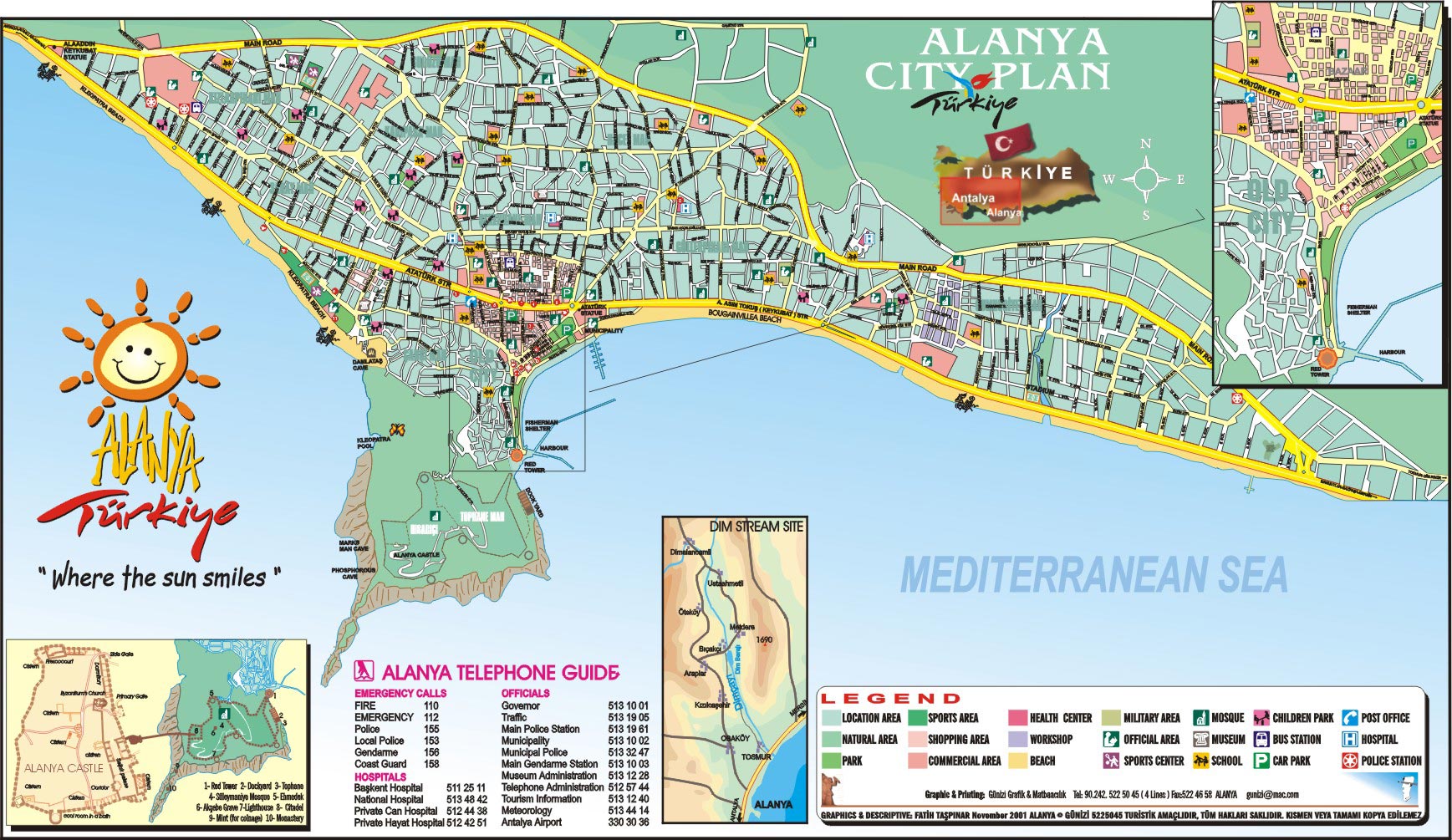 Alanja letovanje Mapa grada Alanje u Turskoj