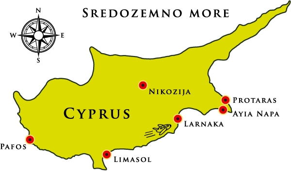 Kipar leto mapa - mapa Kipra